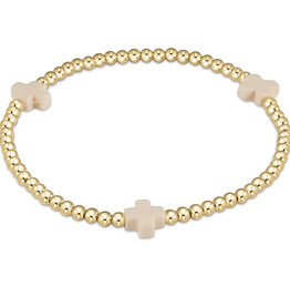 ENewton Design Signature Cross 3mm Gold Bracelet - Off-White