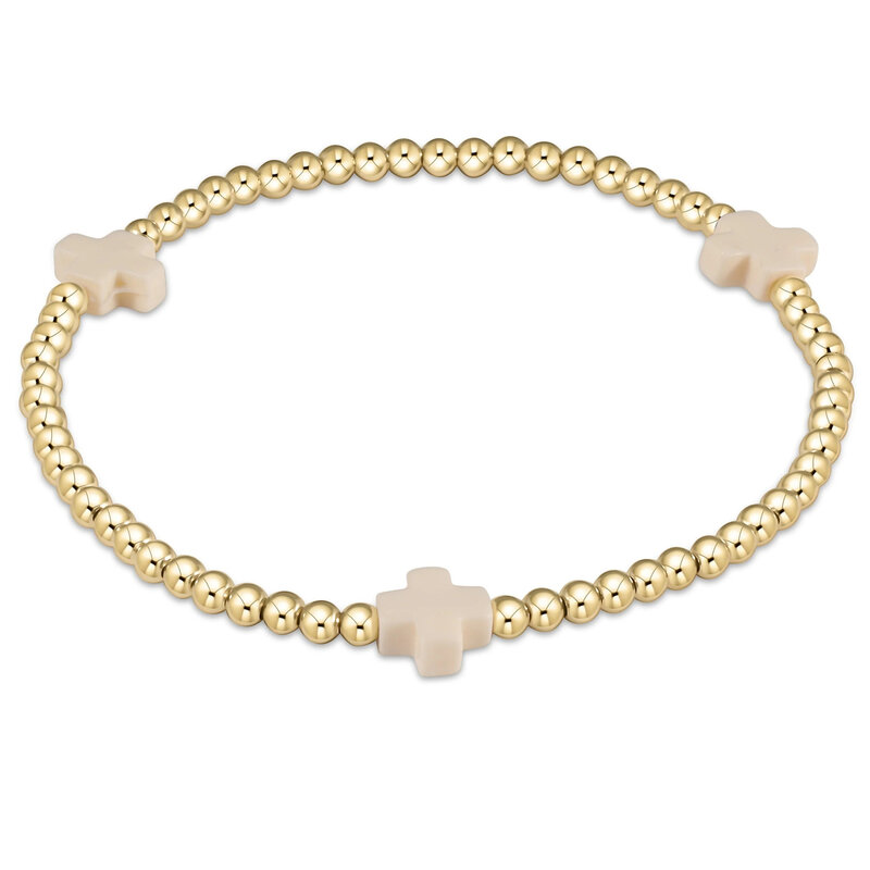 ENewton Design Signature Cross 3mm Gold Bracelet - Off-White