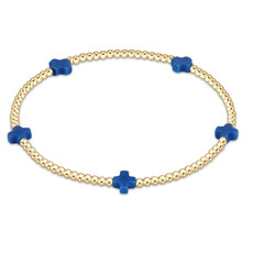 ENewton Design Signature Cross Small 2mm Gold Bracelet - Cobalt