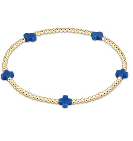 ENewton Design Signature Cross Small 2mm Gold Bracelet - Cobalt