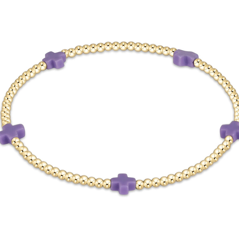 ENewton Design Signature Cross Small 2mm Gold Bracelet - Purple