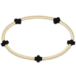 ENewton Design Signature Cross Small 2mm Gold Bracelet - Onyx