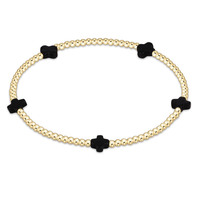 ENewton Design Signature Cross Small 2mm Gold Bracelet - Onyx