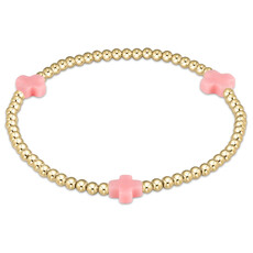 ENewton Design Signature Cross 3mm Gold Bracelet - Pink