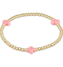 ENewton Design Signature Cross 3mm Gold Bracelet - Pink