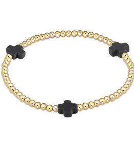 ENewton Design Signature Cross 3mm Gold Bracelet - Charcoal