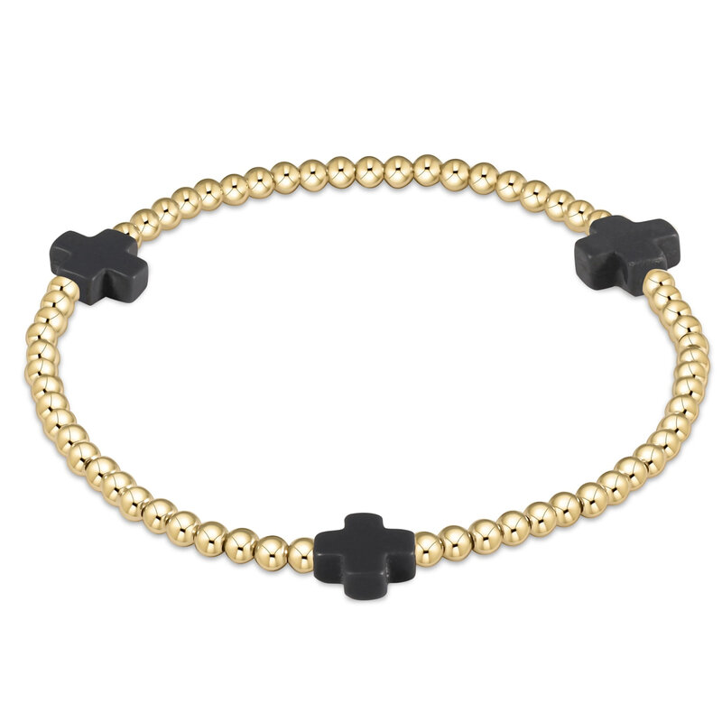 ENewton Design Signature Cross 3mm Gold Bracelet - Charcoal