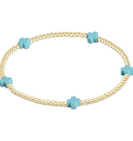 ENewton Design Signature Cross Small 2mm Gold Bracelet - Turquoise