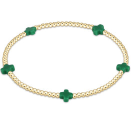 ENewton Design Signature Cross Small 2mm Gold Bracelet - Emerald