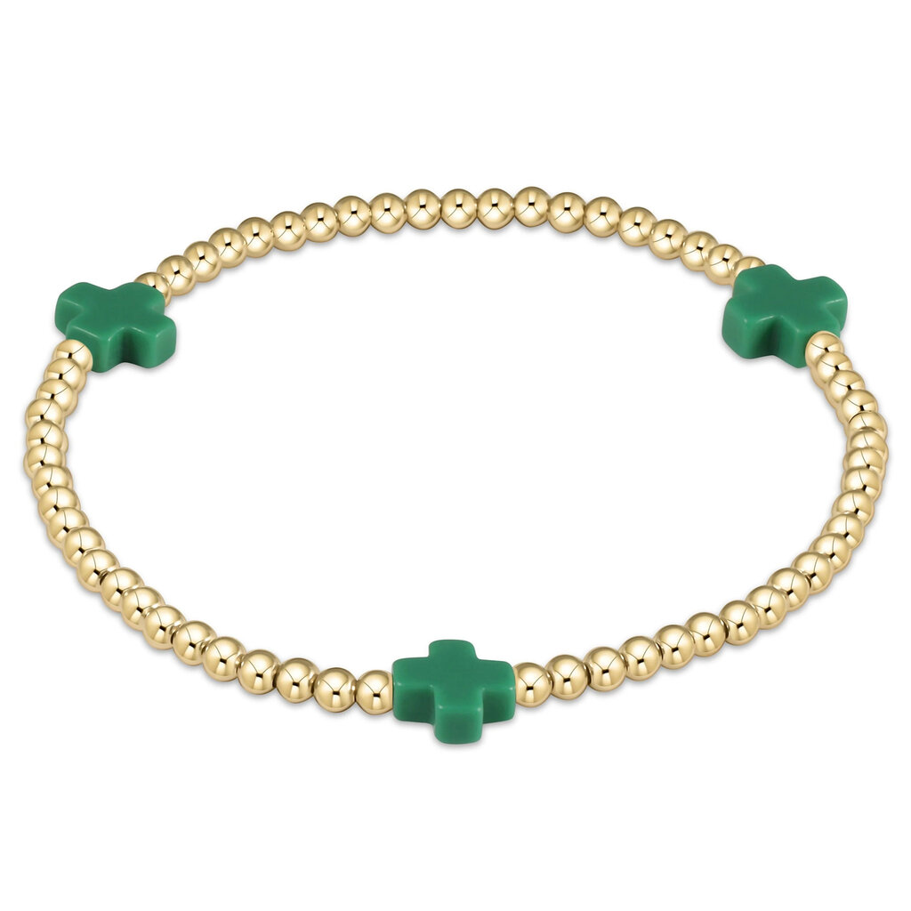 ENewton Design Signature Cross 3mm Gold Bracelet - Emerald