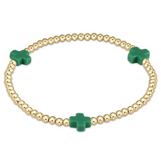 ENewton Design Signature Cross 3mm Gold Bracelet - Emerald