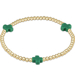 ENewton Design Signature Cross 3mm Gold Bracelet - Emerald