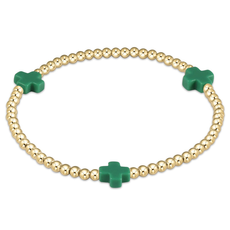 ENewton Design Signature Cross 3mm Gold Bracelet - Emerald