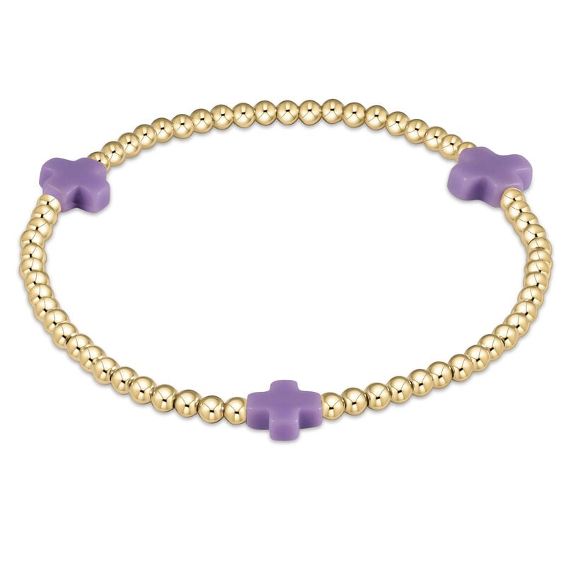 ENewton Design Signature Cross 3mm Gold Bracelet - Purple