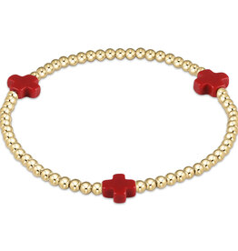 ENewton Design Signature Cross 3mm Gold Bracelet - Red