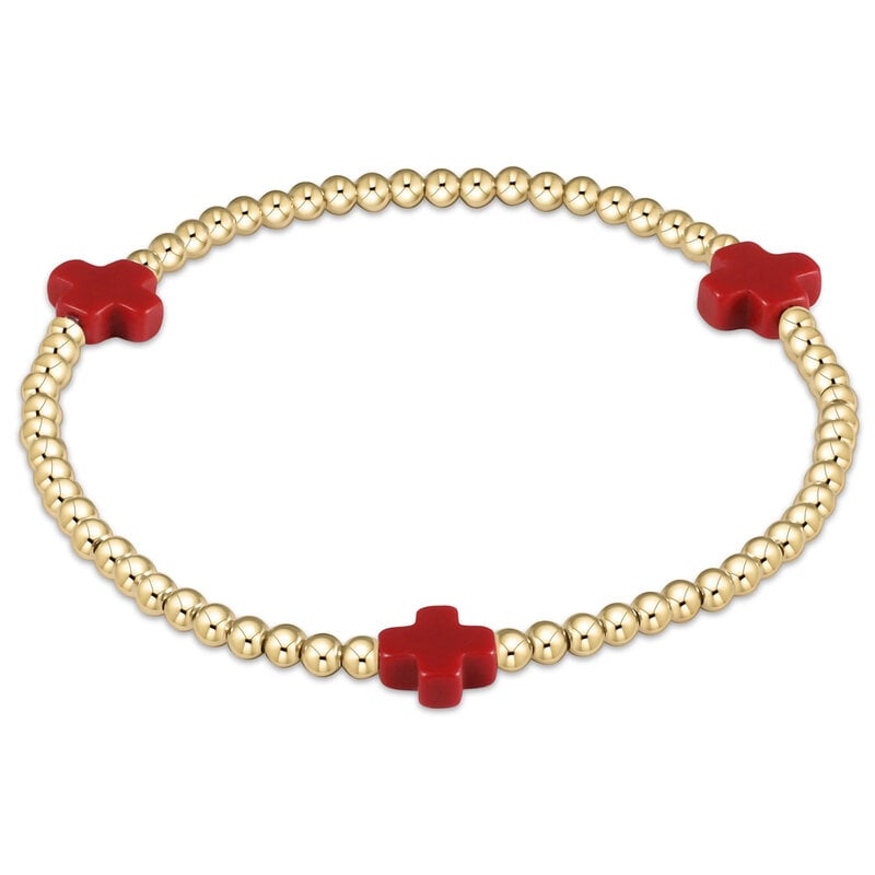 ENewton Design Signature Cross 3mm Gold Bracelet - Red