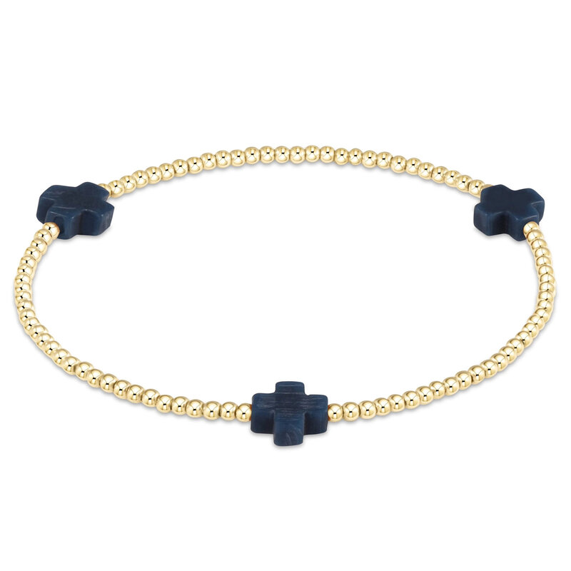 ENewton Design Signature Cross 2mm Gold Bracelet - Navy
