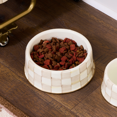 Mackenzie-Childs mocha check large pet dish