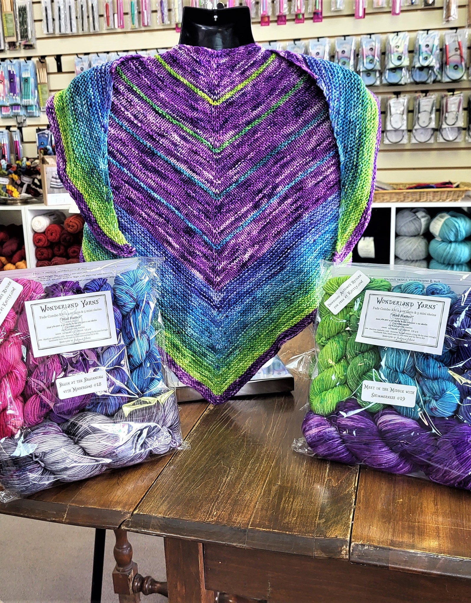 Wonderland Yarns Wonderland Yarns Mad Hatter Fade Combo Shawl Kit #18 Begin at the Beginning with Moonbeams