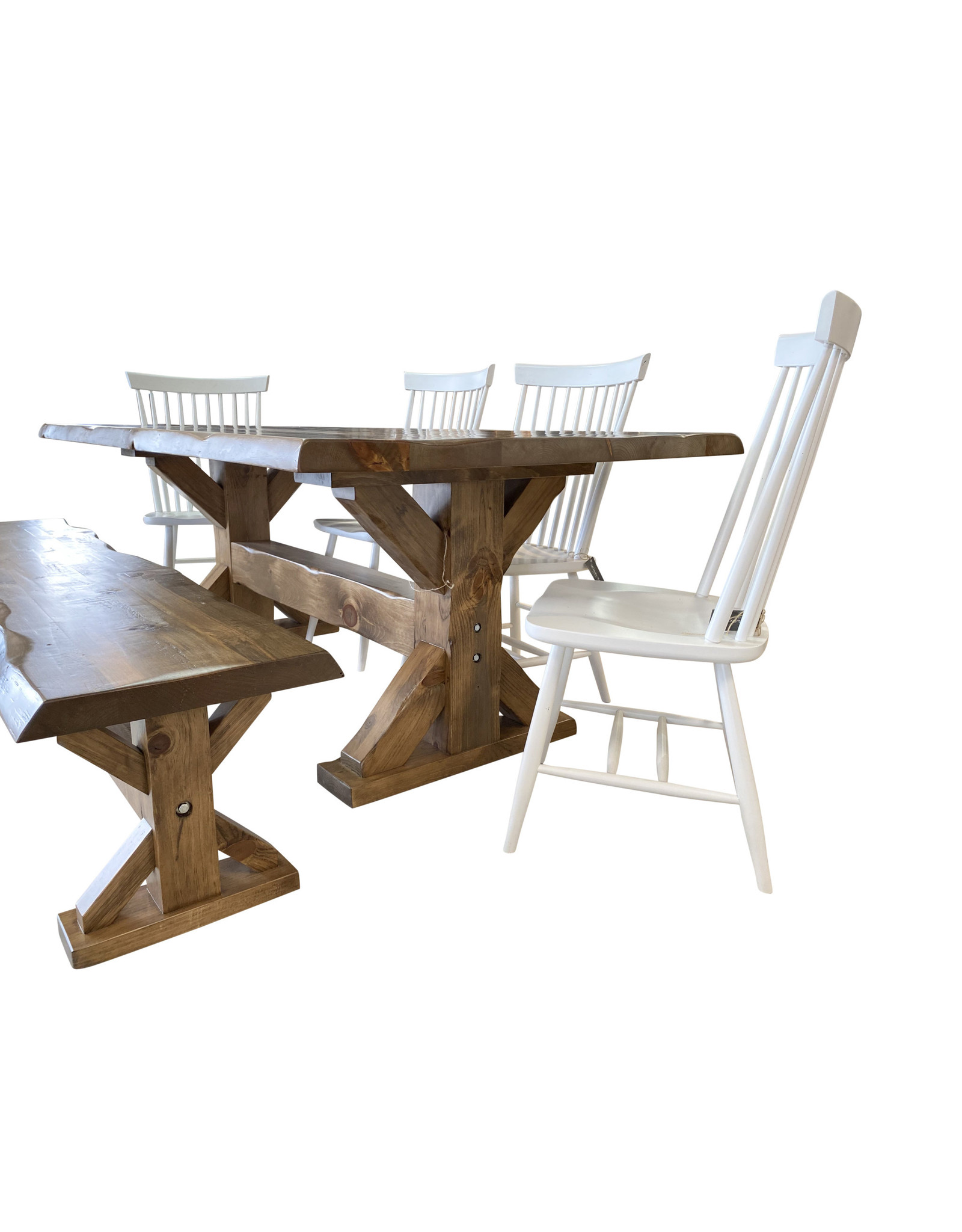 TCE Barn Series Live Edge Trestle 72" Dining Table