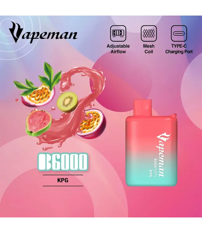 VAPEMAN 6000 Puff Disposable (single) KPG