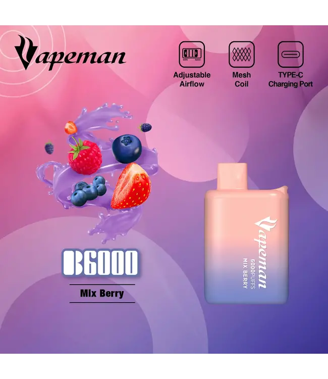 VAPEMAN 6000 Puff Disposable (single) Mix Berry