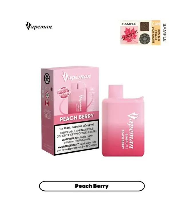 VAPEMAN 6000 Puff Disposable (single) Peach Berry