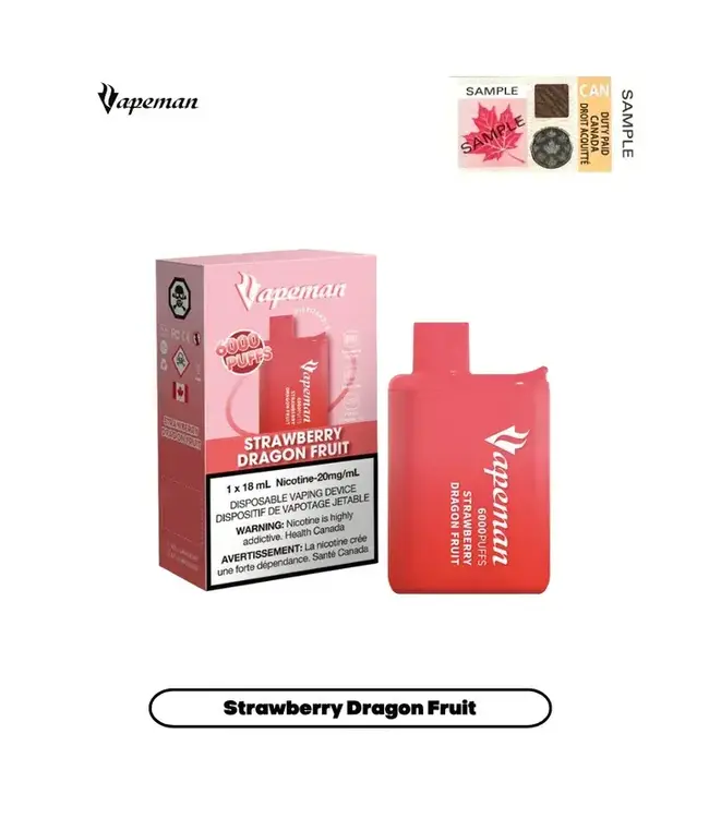 VAPEMAN 6000 Puff Disposable (single) Strawberry Dragon Fruit