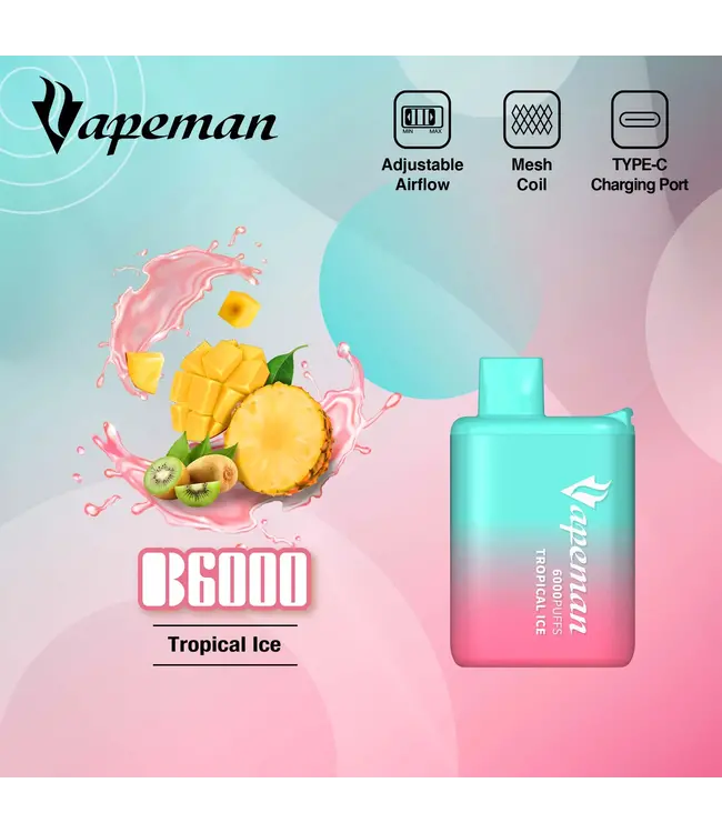 VAPEMAN 6000 Puff Disposable (single) Tropical Ice