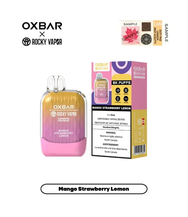 OXBAR 8000 Puff Disposable (single) Mango Strawberry Lemon