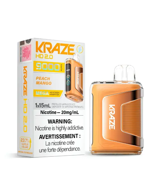 KRAZE 9000 Puff Disposable (single) Peach Mango