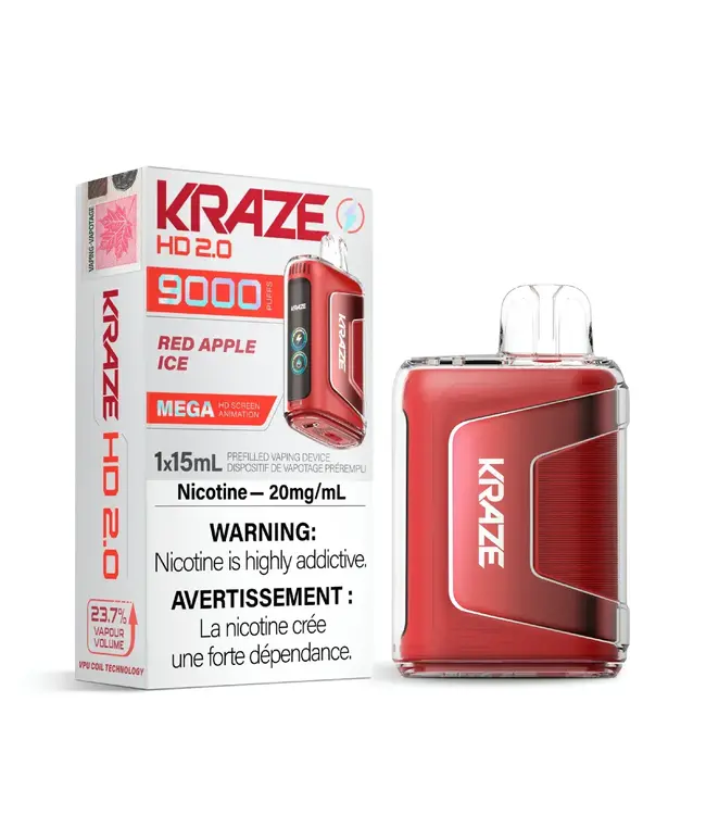 KRAZE 9000 Puff Disposable (single) Red Apple Ice