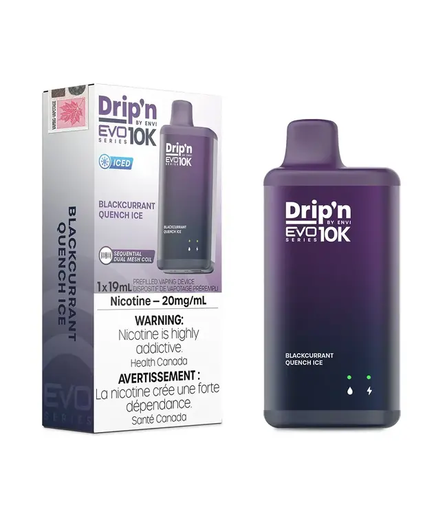 DRIP'N EVO 10K 10,000 Puff Disposable (single) Blackcurrant Quench Ice