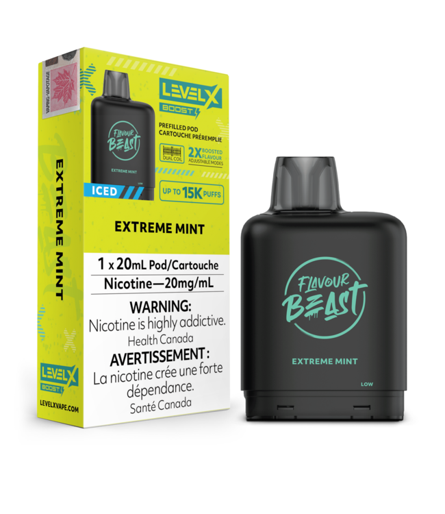 LEVEL X BOOST - FLAVOUR BEAST 20ml Pod (1pk) Extreme Mint Iced
