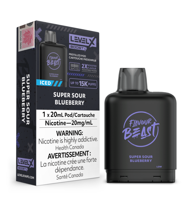 LEVEL X BOOST - FLAVOUR BEAST 20ml Pod (1pk) Super Sour Blueberry Iced