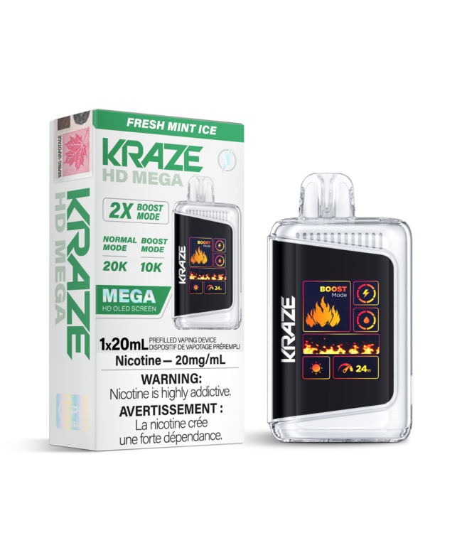 KRAZE HD MEGA 20K Disposable 20ml Fresh Mint Ice (ONTARIO)
