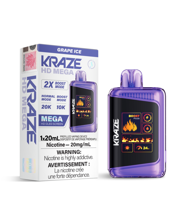 KRAZE HD MEGA 20K Disposable 20ml Grape Ice (ONTARIO)