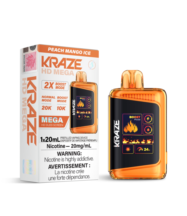 KRAZE HD MEGA 20K Disposable 20ml Peach Mango Ice (ONTARIO)
