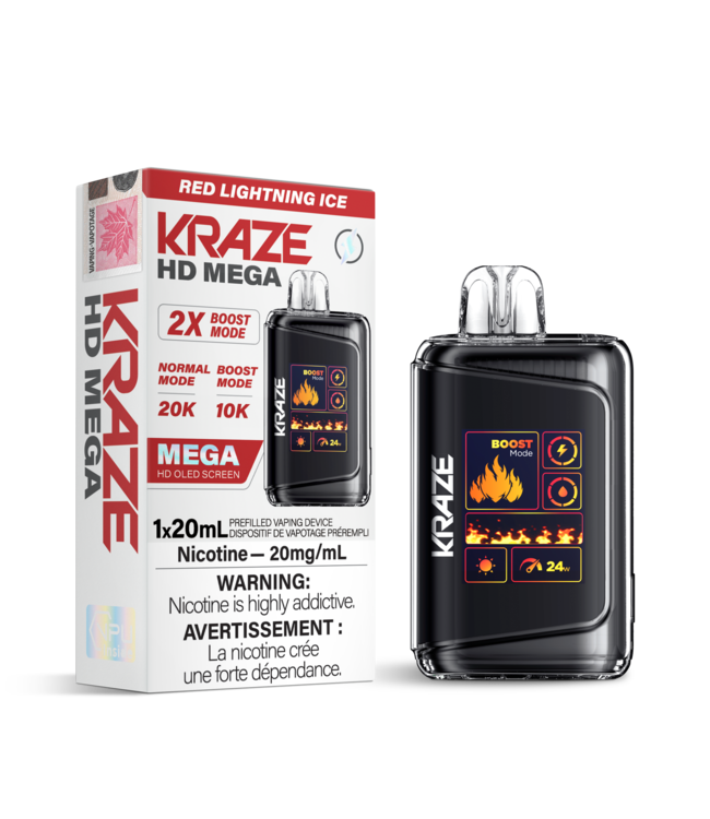 KRAZE HD MEGA 20K Disposable 20ml Red Lightning Ice (ONTARIO)