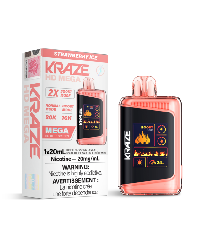 KRAZE HD MEGA 20K Disposable 20ml Strawberry Ice (ONTARIO)