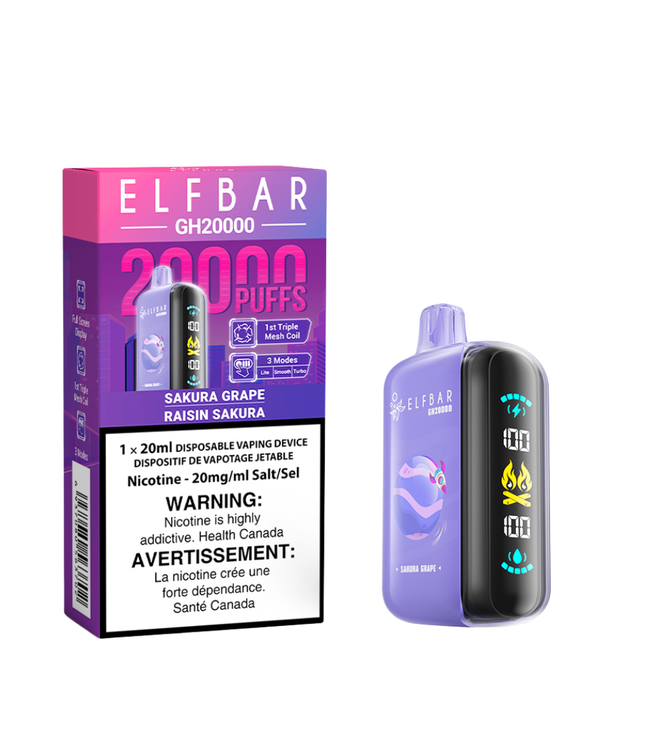 ELF BAR 20,000 20,000 Puff Disposable (single) Sakura Grape (Ice)