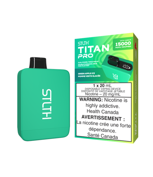 STLTH TITAN PRO 15,000 Puff Disposable 20ml Green Apple Ice (ONTARIO)
