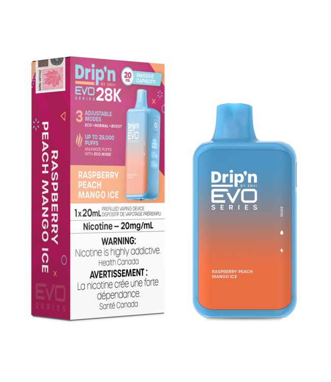 DRIP'N EVO 28K Disposable 20ml Raspberry Peach Mango Ice (ONTARIO))