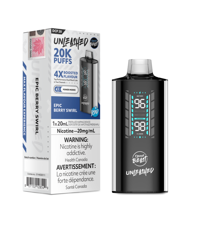 FLAVOUR BEAST UNLEASHED 20K Disposable 20ml Epic Berry Swirl Iced (ONTARIO)