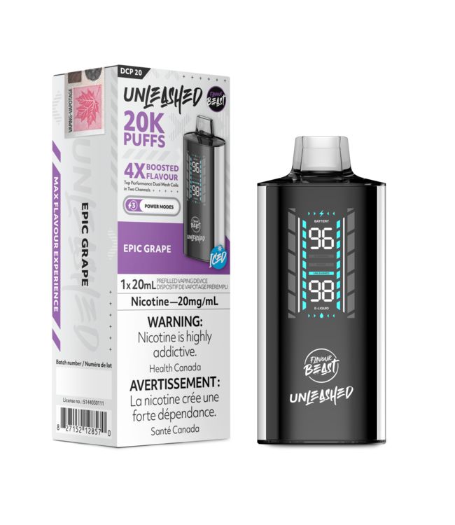 FLAVOUR BEAST UNLEASHED 20K Disposable 20ml Epic Grape Iced (ONTARIO)
