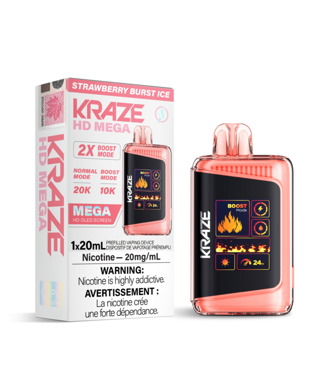 KRAZE HD MEGA 20K Disposable 20ml Strawberry Burst Ice (ONTARIO)