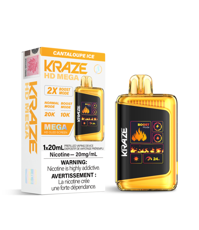 KRAZE HD MEGA 20K Disposable 20ml Cantaloupe Ice (ONTARIO)