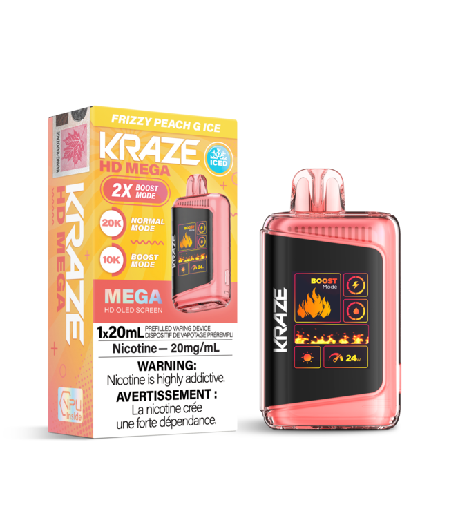 KRAZE HD MEGA 20K Disposable 20ml Frizzy Peach G Ice (ONTARIO)