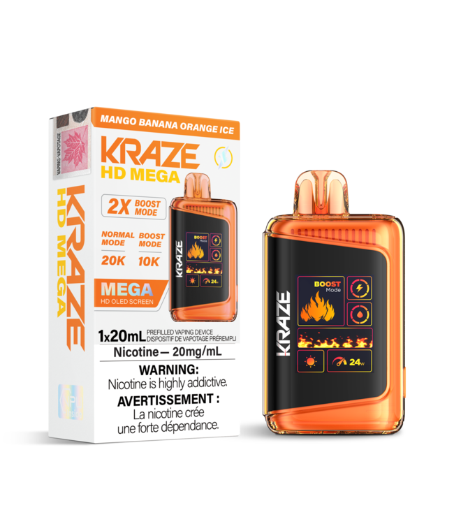 KRAZE HD MEGA 20K Disposable 20ml Mango Banana Orange Ice (ONTARIO)