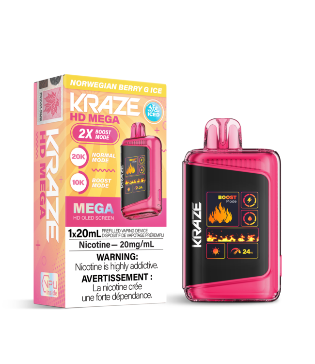 KRAZE HD MEGA 20K Disposable 20ml Norwegian Berry G Ice (ONTARIO)
